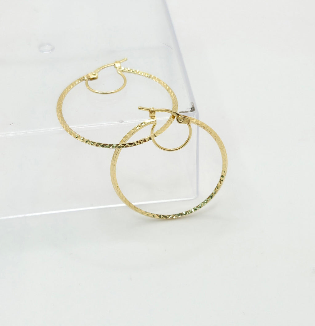 10K MEDIUM FINE DIAMOND CUT HOOPS EARRINGS – JY Jewelry Wholesale