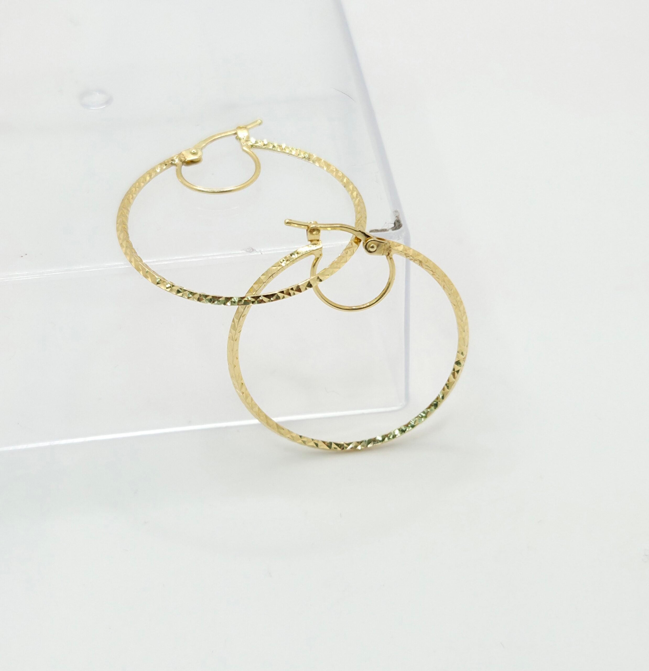 10K MEDIUM FINE DIAMOND CUT HOOPS EARRINGS – JY Jewelry Wholesale