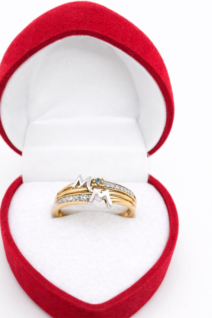 10K DELICATE "M" AND "M" DIAMOND DETAIL RING – 7 – JY Jewelry Wholesale