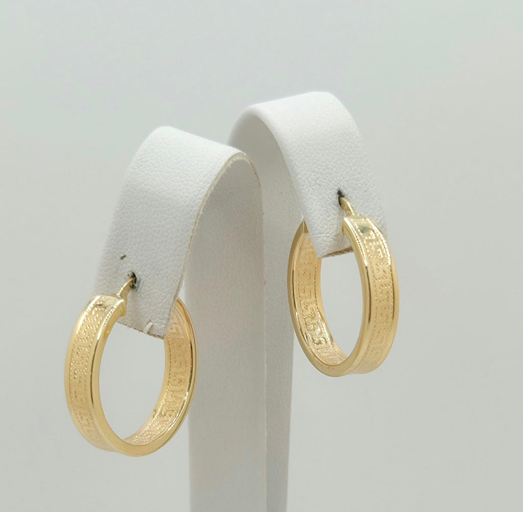 14K GREEK DESIGN STRAIGHT HOOPS EARRINGS – 3 5MM – JY Jewelry Wholesale