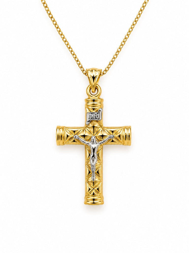14K CROSS WITH RECTANGULAR DETAILS – JY Jewelry Wholesale