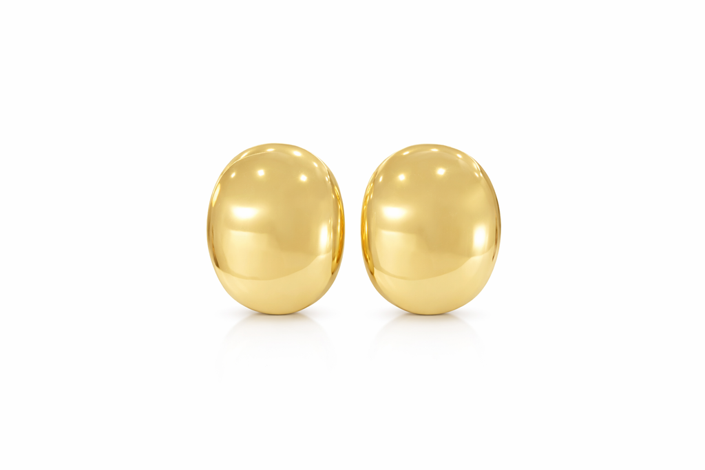 10K MODERN GOLDEN OVAL OMEGA BACK EARRINGS – MEDIUM – JY Jewelry Wholesale
