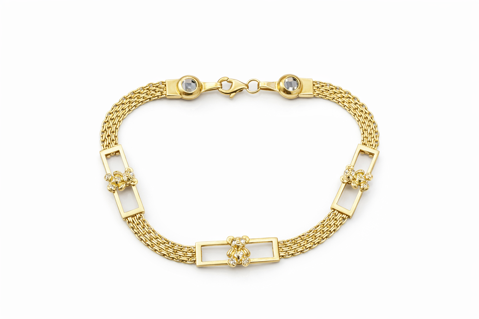 10K BISMARK LINK BRACELET WITH BEARS – 7" 4.5MM – JY Jewelry Wholesale