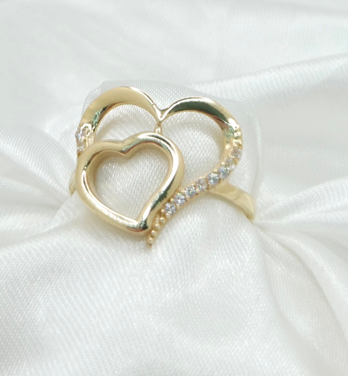 10K SMALL TWO HEART SILHOUETTE RING – 7 – JY Jewelry Wholesale