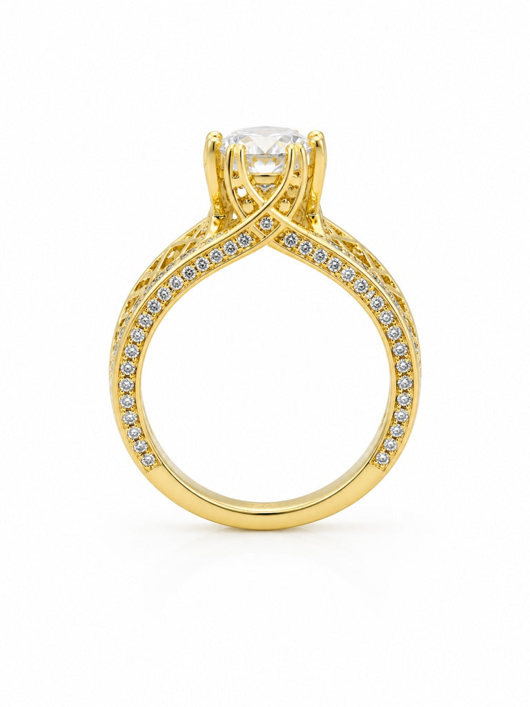 14K ELEGANT WHITE STONE PROMISE RING – 7 – JY Jewelry Wholesale