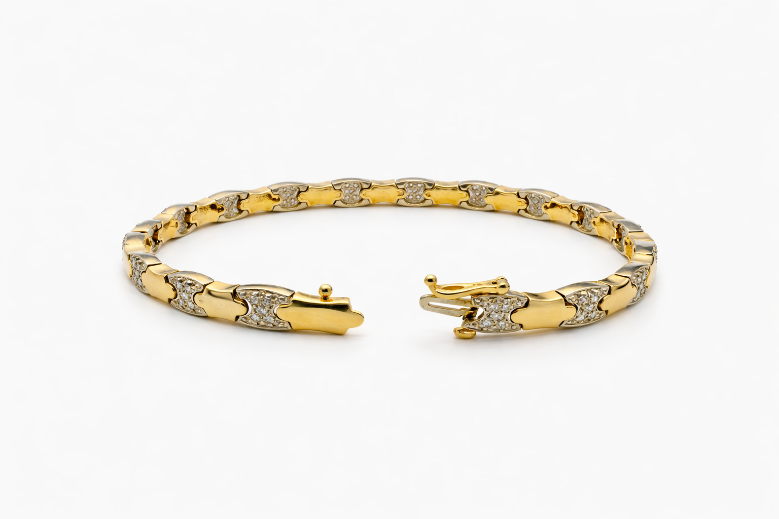 14K YELLOW GOLD XOXO DIAMOND BRACELET – 7MM 7" – JY Jewelry Wholesale