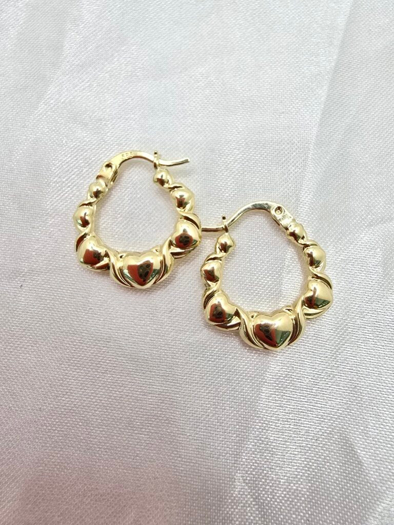 14K SMALL HEARTS HOOPS EARRINGS – JY Jewelry Wholesale