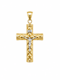 14K LARGE CROSS PENDANT WITH A TWO-TONE JESUS ??CHRIST – JY Jewelry Wholesale