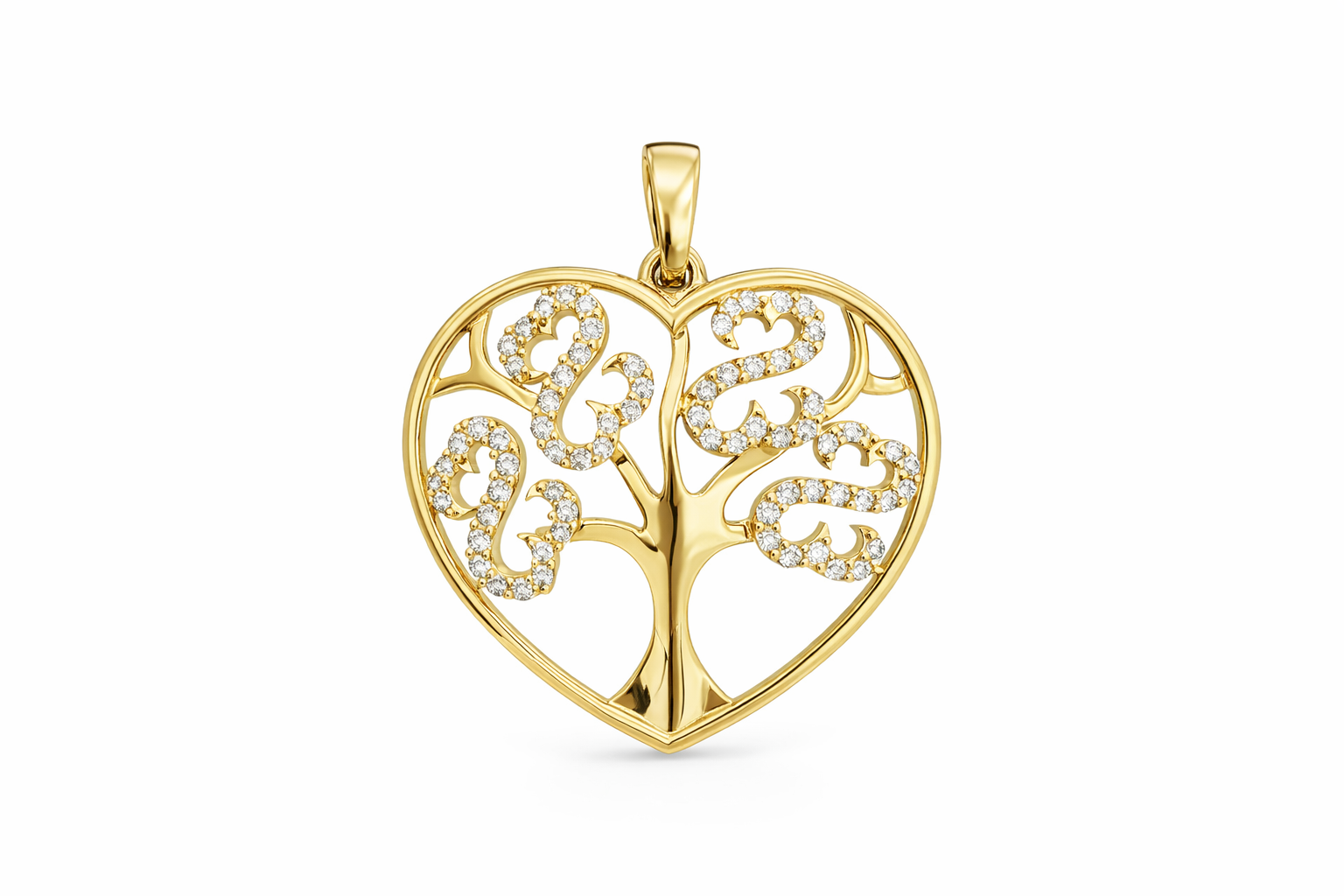 14K CZ LIFE TREE INSIDE HEART PENDANT – MEDIUM – JY Jewelry Wholesale