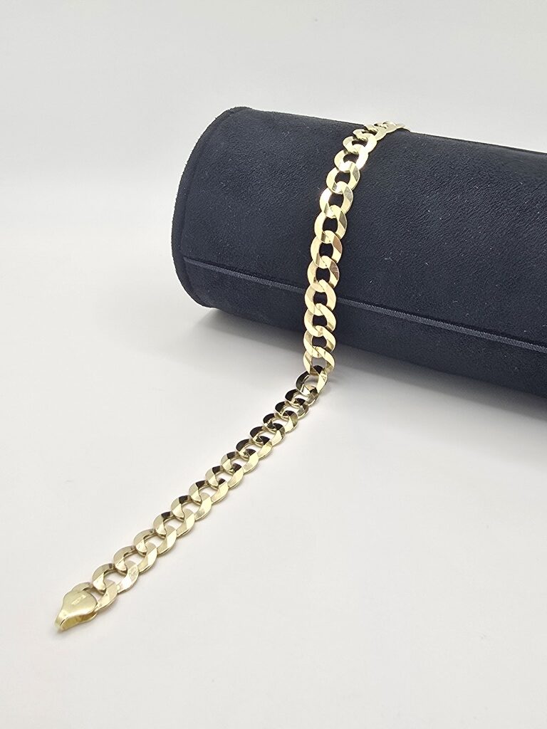 10K SOLID CUBAN CURB FLAT BRACELET – 9" 7MM – JY Jewelry Wholesale