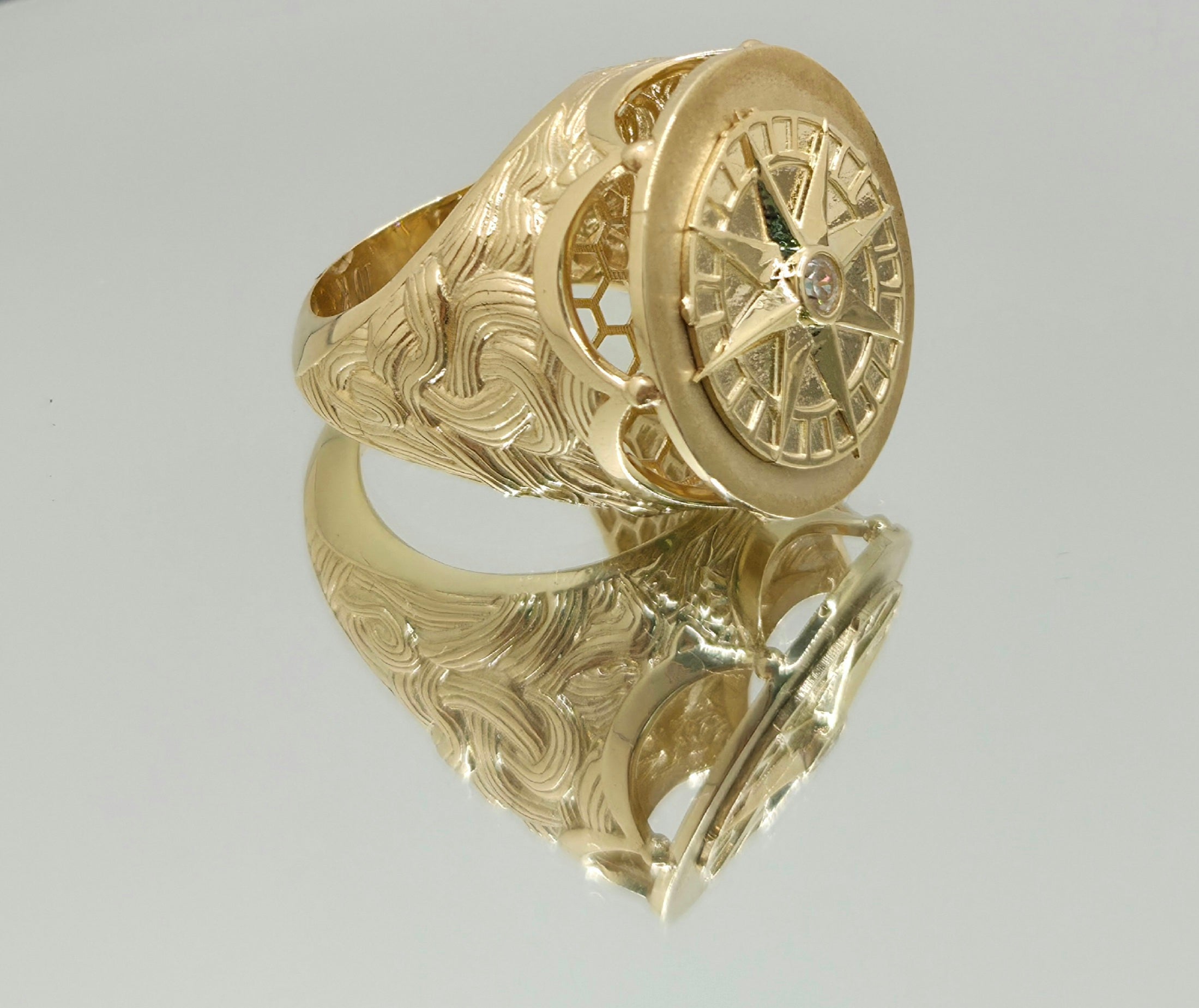 10K COMPASS ROSE DESIGN MEN'S RING – 11 – JY Jewelry Wholesale