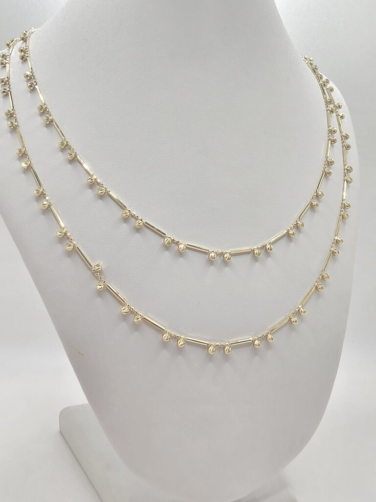 14K DOUBLE CHAIN ??OF BEADS AND BARS – 18" – JY Jewelry Wholesale