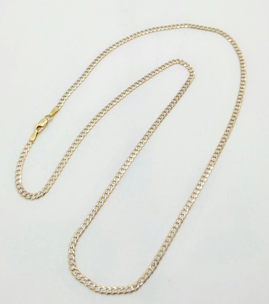 10K TWO TONE CUBAN CURB FLAT – 22" 4MM – JY Jewelry Wholesale