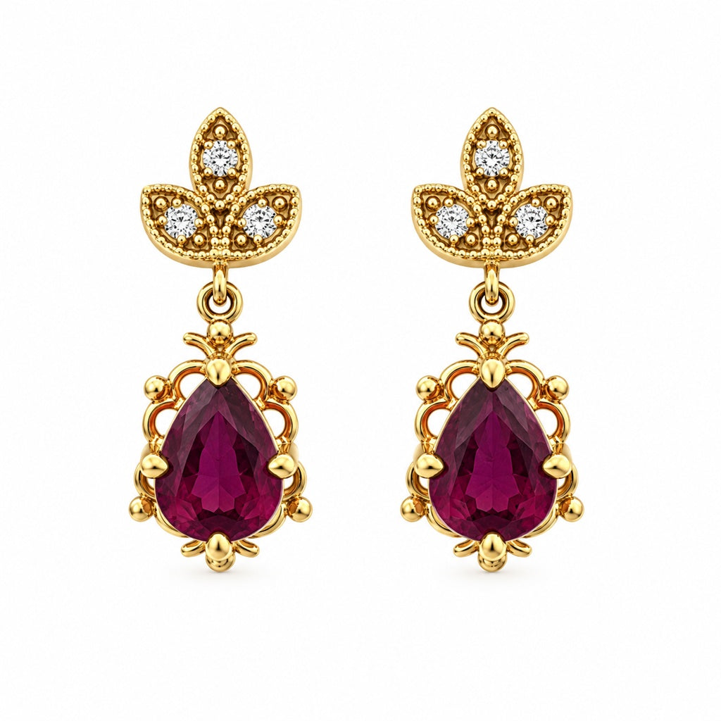 14K RUBY & DIAMOND DELICATE EARRINGS Size – JY Jewelry Wholesale