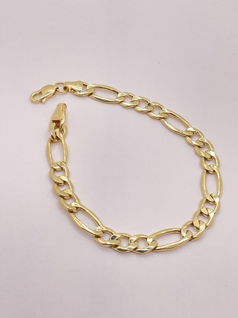 10K FIGARO BRACELET – 7" 7.5MM – JY Jewelry Wholesale