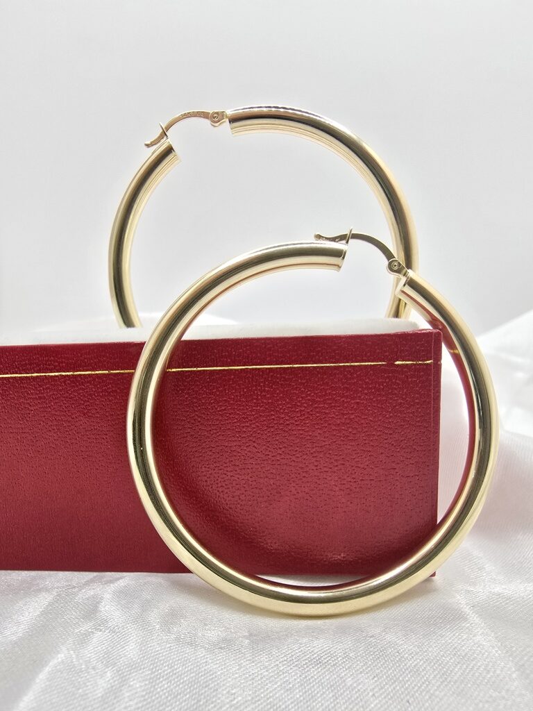 14K PLAIN HOOPS EARRINGS – 6 4MM – JY Jewelry Wholesale