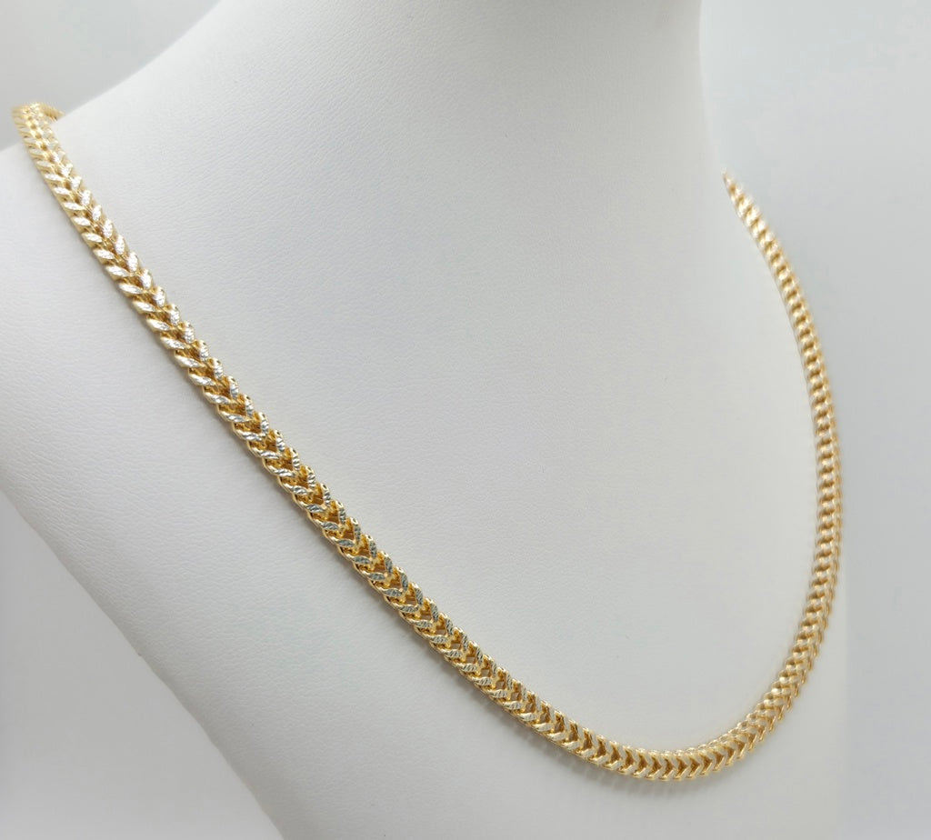 10K TWO TONE HOLLOW FRANCO – 4MM 20" – JY Jewelry Wholesale