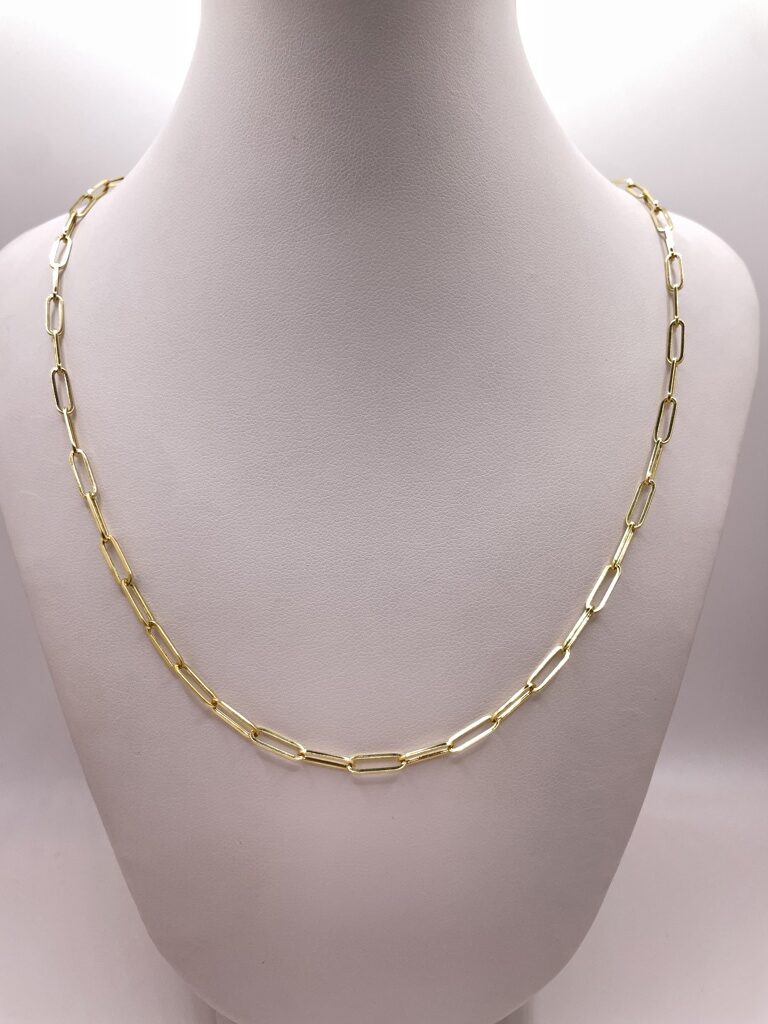 10K PAPER CLIP CHAIN 16" 3MM – JY Jewelry Wholesale