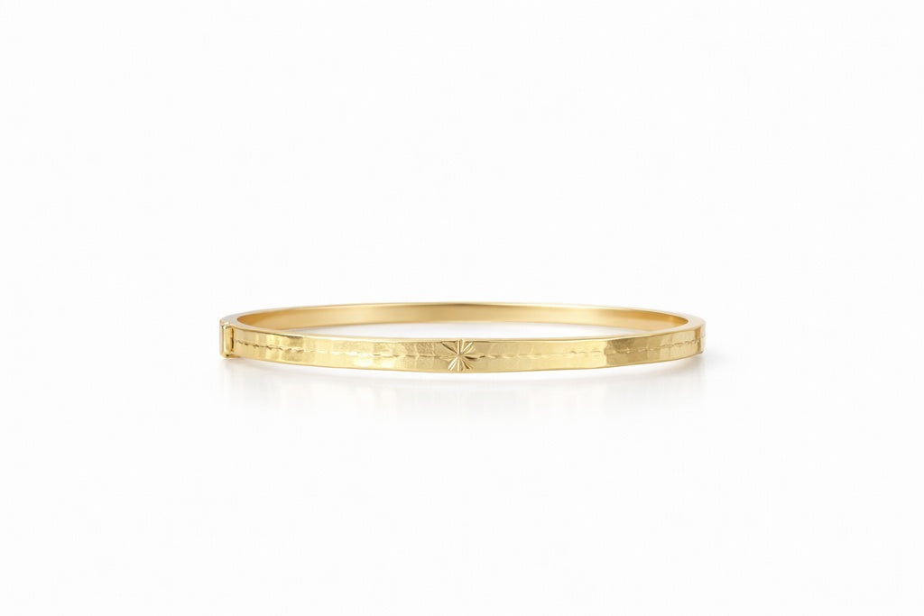 10K PLAIN WITH SMALL ASTERISK DETAIL BANGLE – JY Jewelry Wholesale