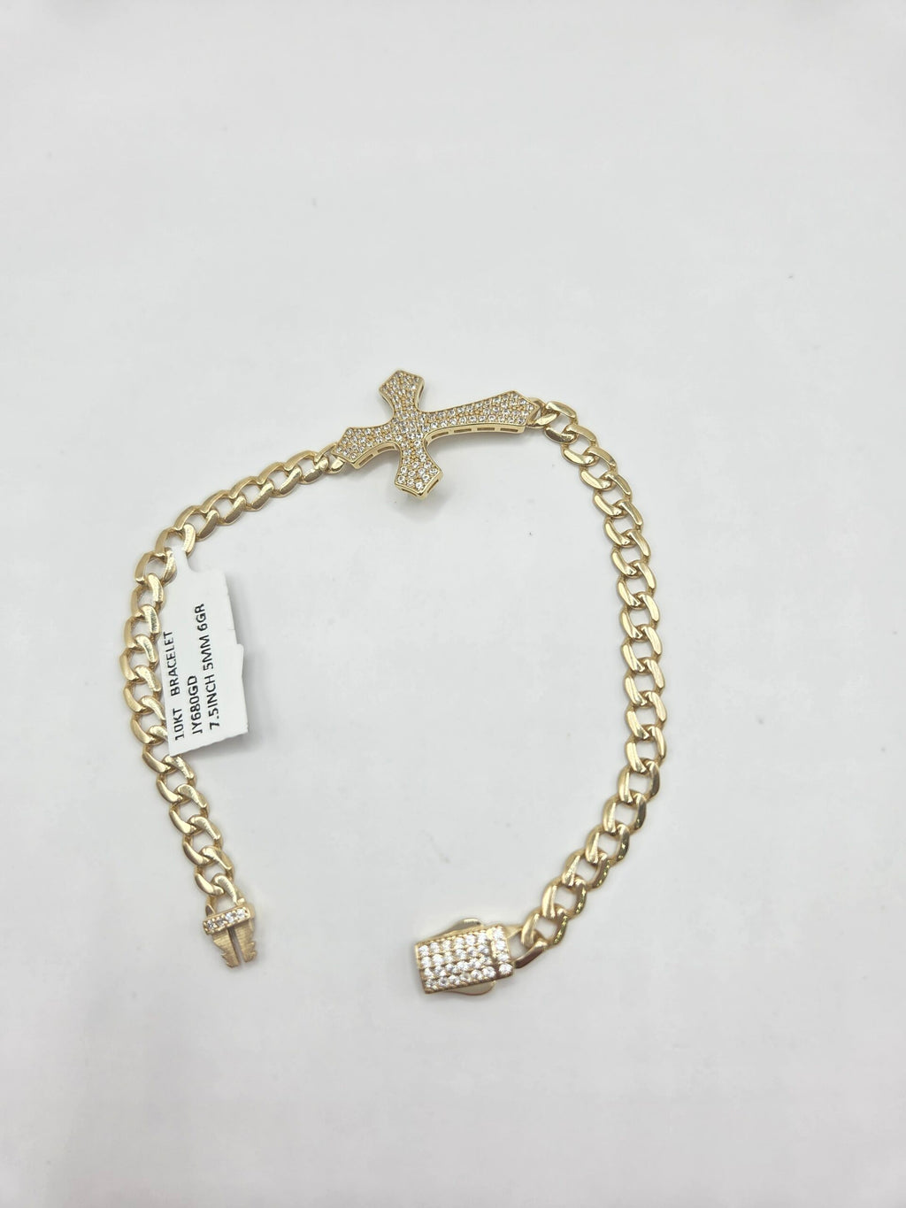 10K CZ ROMAN CROSS MONACO STYLE BRACELET – 7.5" 5MM – JY Jewelry Wholesale