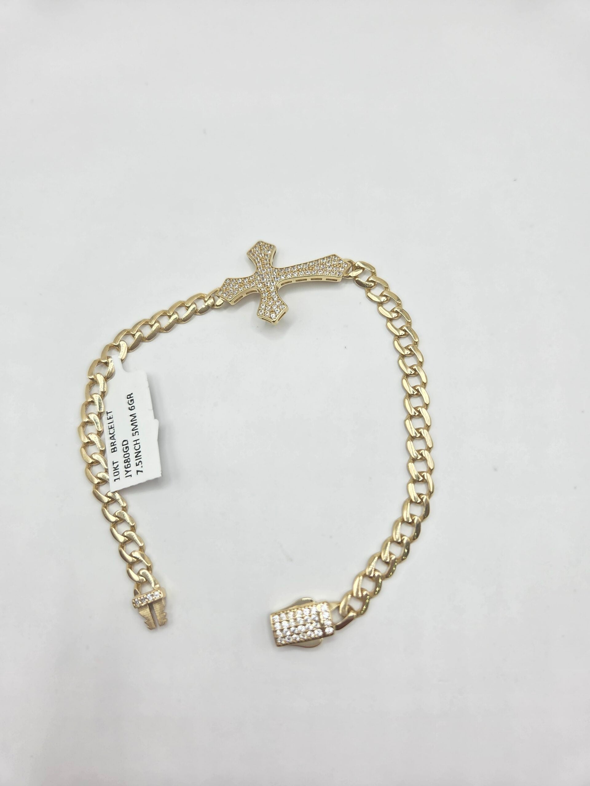 10K CZ ROMAN CROSS MONACO STYLE BRACELET – 7.5" 5MM – JY Jewelry Wholesale