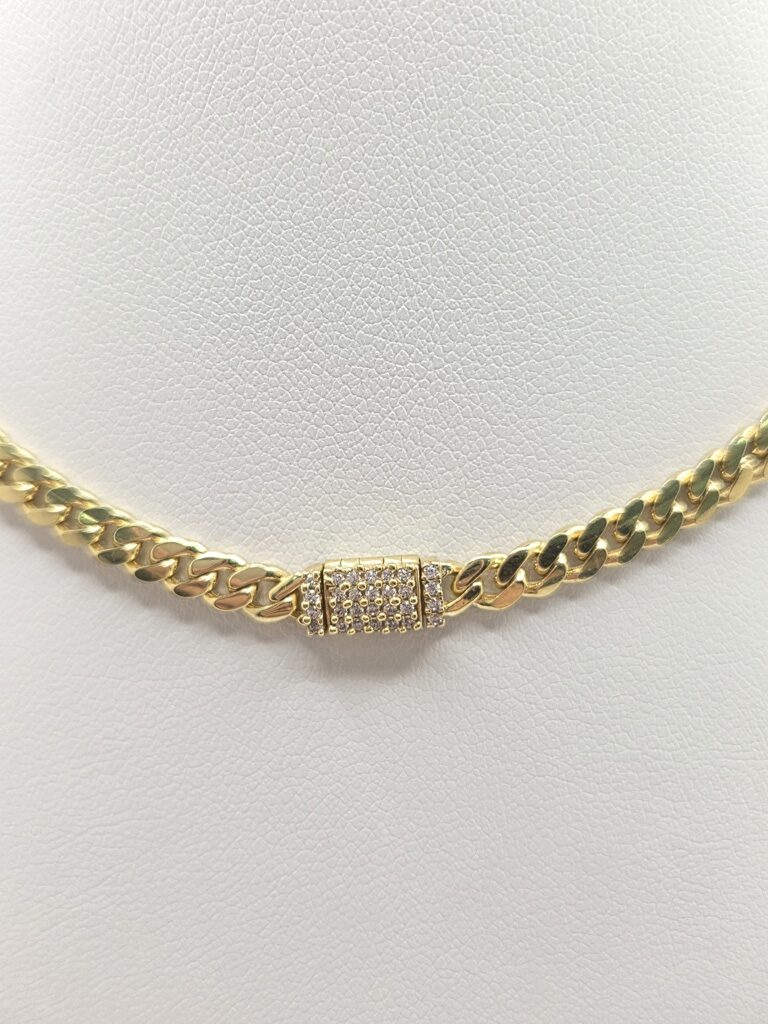 10K SOLID MIAMI CUBAN CHAIN CZ LOCK – 22" 6MM – JY Jewelry Wholesale