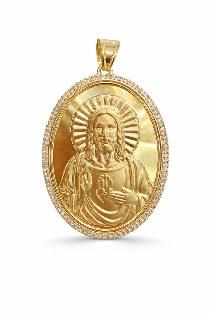 10K CZ FRAME JESUS PENDANT – LARGE – JY Jewelry Wholesale