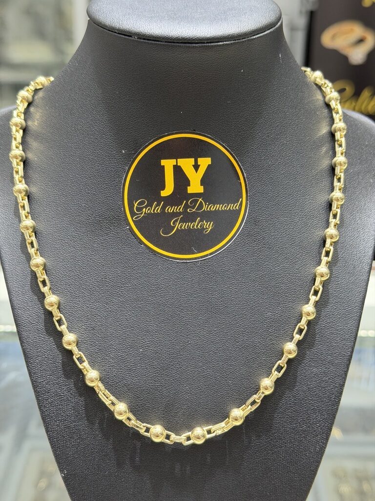 10K MODERN PAPER CLIP-BEADS CHAIN – 20" 6MM – JY Jewelry Wholesale