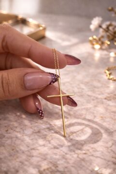 14K PLAIN CROSS CHAIN SET – 1MM 18" – JY Jewelry Wholesale