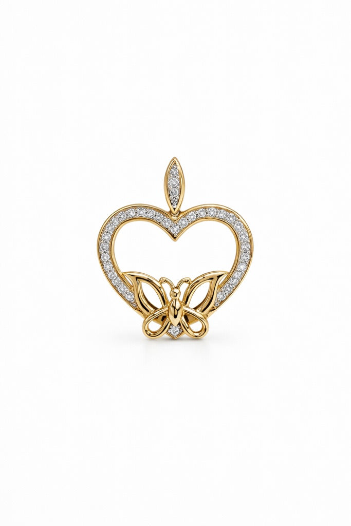 10K DIAMOND HEART WITH BUTTERFLY PENDANT – JY Jewelry Wholesale