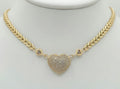 14K CZ HEART LEAVES LINK NECKLACE – 18" – JY Jewelry Wholesale