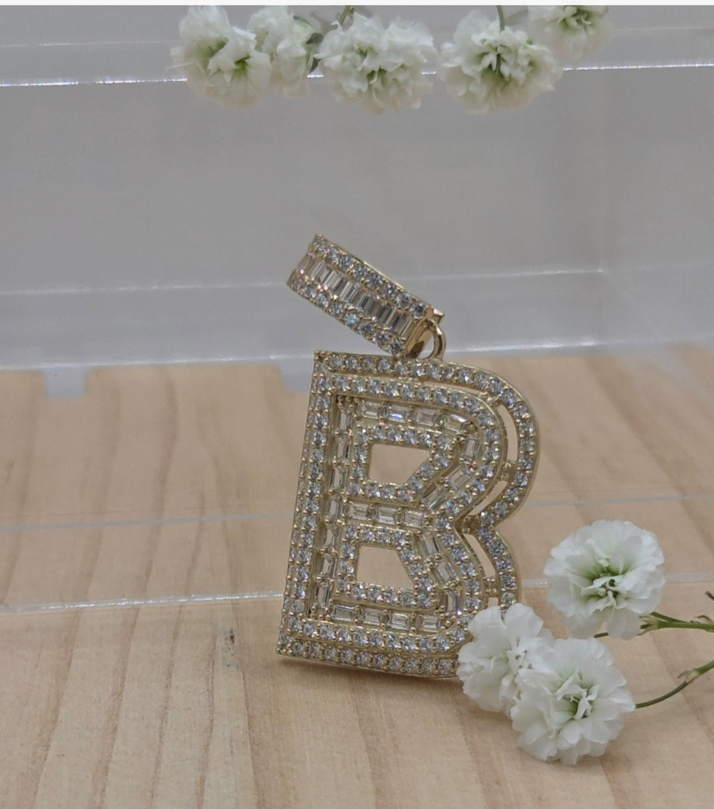 10K MEDIUM CZ "B" LETTER PENDANT – JY Jewelry Wholesale