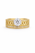 10K MODERN CZ FRAME CHAIN DESIGN CENTER RING – 8.5 – JY Jewelry Wholesale