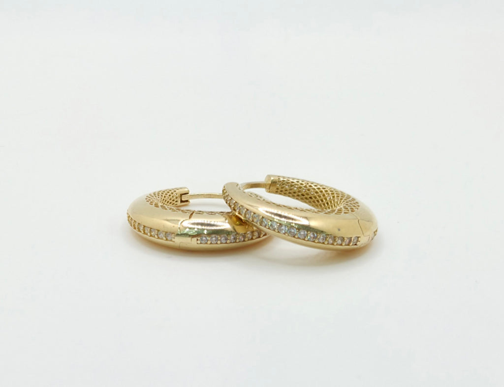 10K MODERN CZ DETAIL HALF MOON HOOPS EARRINGS – JY Jewelry Wholesale