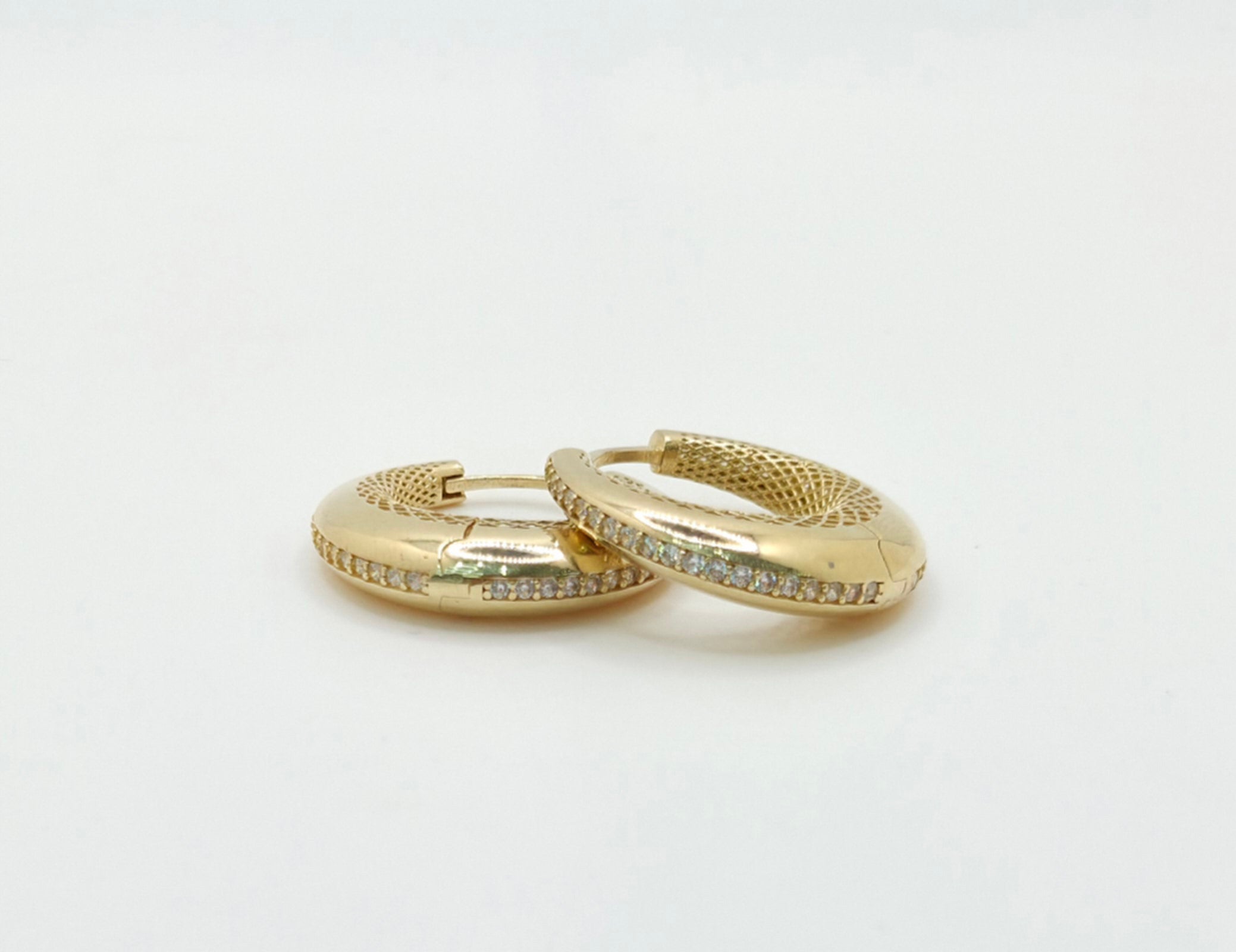 10K MODERN CZ DETAIL HALF MOON HOOPS EARRINGS – JY Jewelry Wholesale