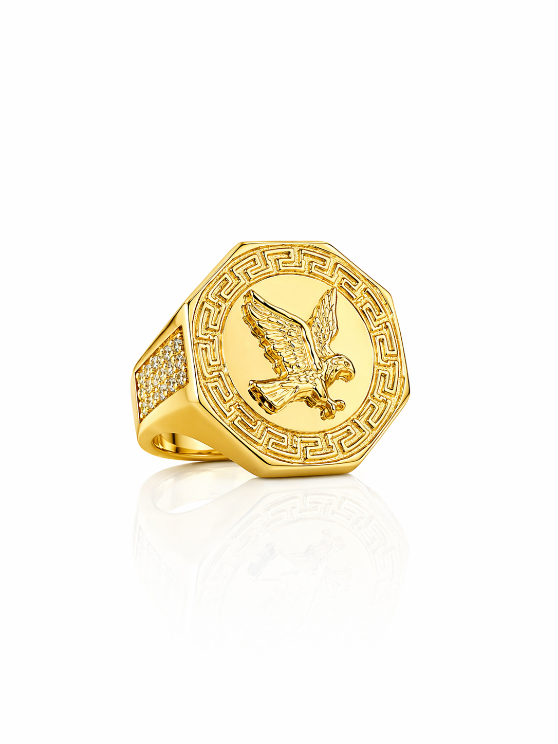 10K SOLID GREEK DESIGN FRAME EAGLE ROUND RING – 10 – JY Jewelry Wholesale