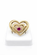 14K EXOTIC RING WITH A LARGE HEART AND A PINK STONE – 9 – JY Jewelry Wholesale