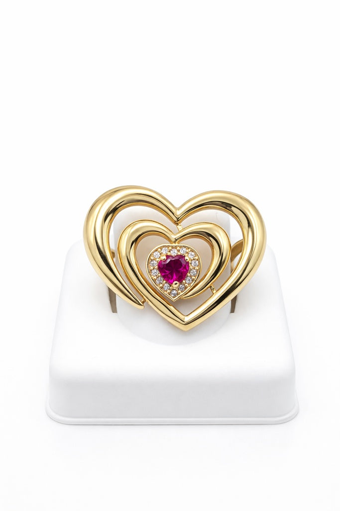 14K EXOTIC RING WITH A LARGE HEART AND A PINK STONE – 9 – JY Jewelry Wholesale