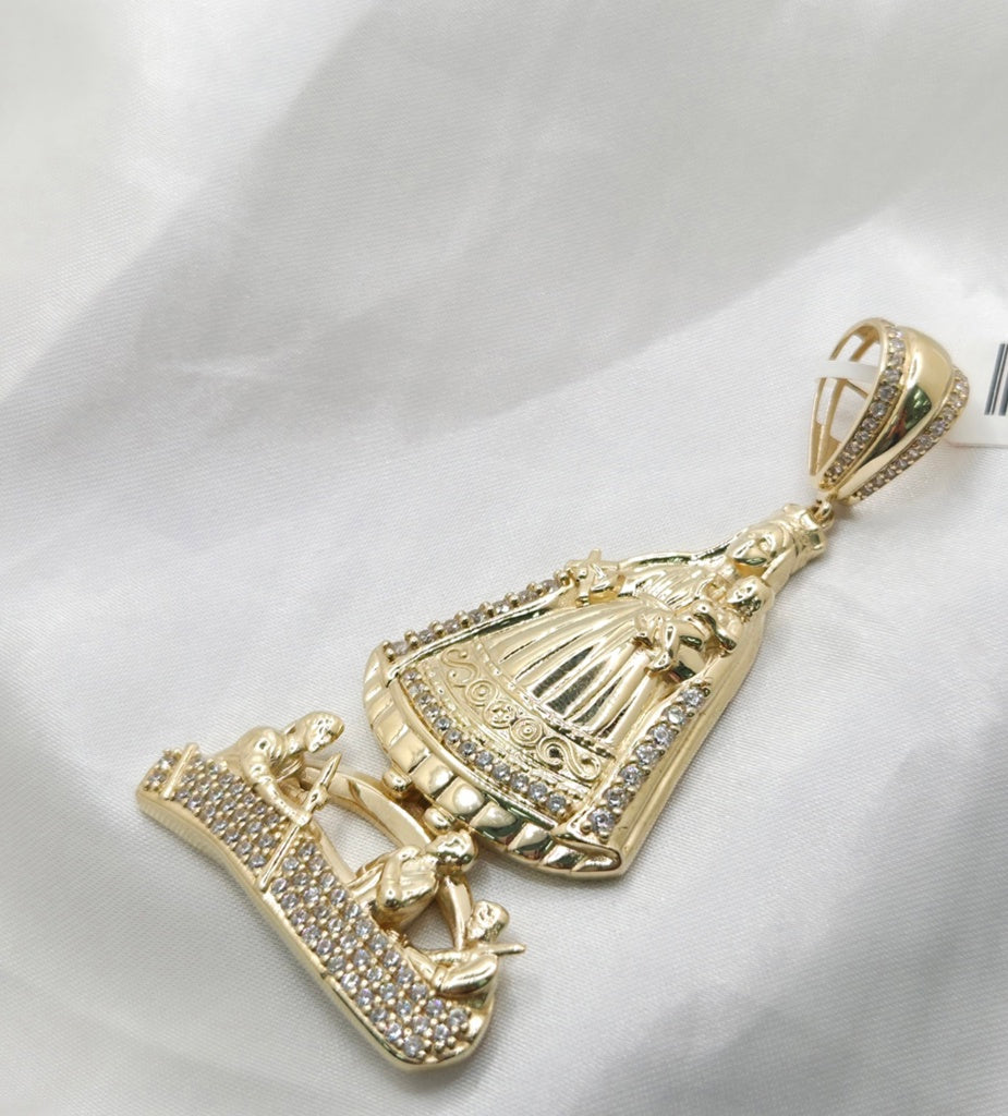 10K CARIDAD PENDANT BODY CHAPE CZ – LARGE – JY Jewelry Wholesale