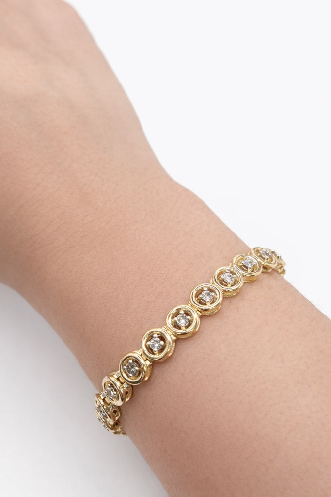 14K YELLOW GOLD ROUND STYLE DIAMOND TENNIS BRACELET – 7.5MM 7" – JY Jewelry Wholesale