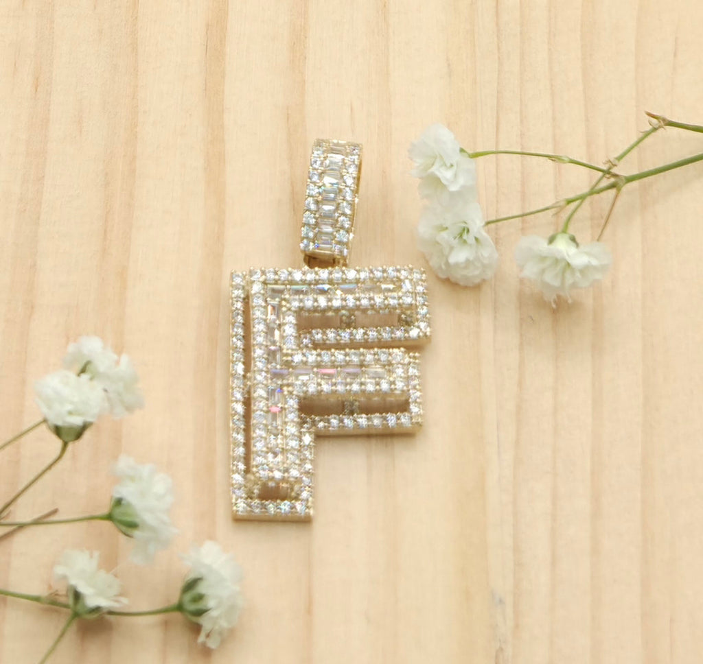 10K SMALL CZ "F" LETTER PENDANT – JY Jewelry Wholesale