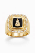 10K SQUARE GREEK DESIGN CZ ONYX CARIDAD RING – 12 – JY Jewelry Wholesale