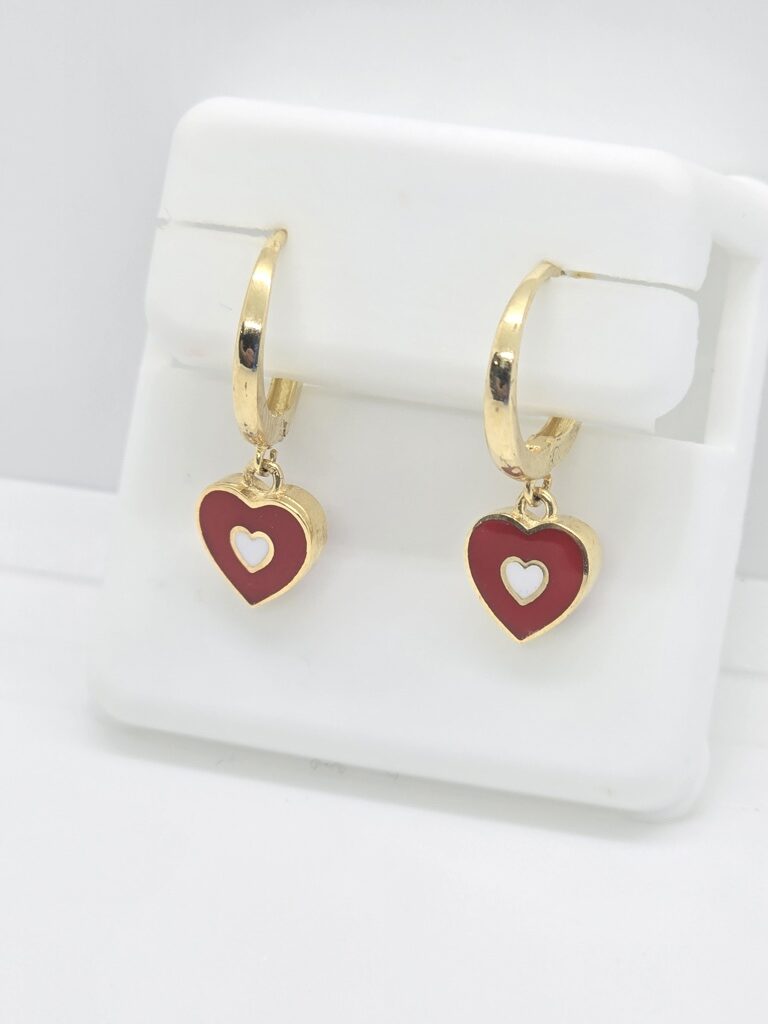 10K RED HEART SMALL BABY HOOP EARRINGS – JY Jewelry Wholesale