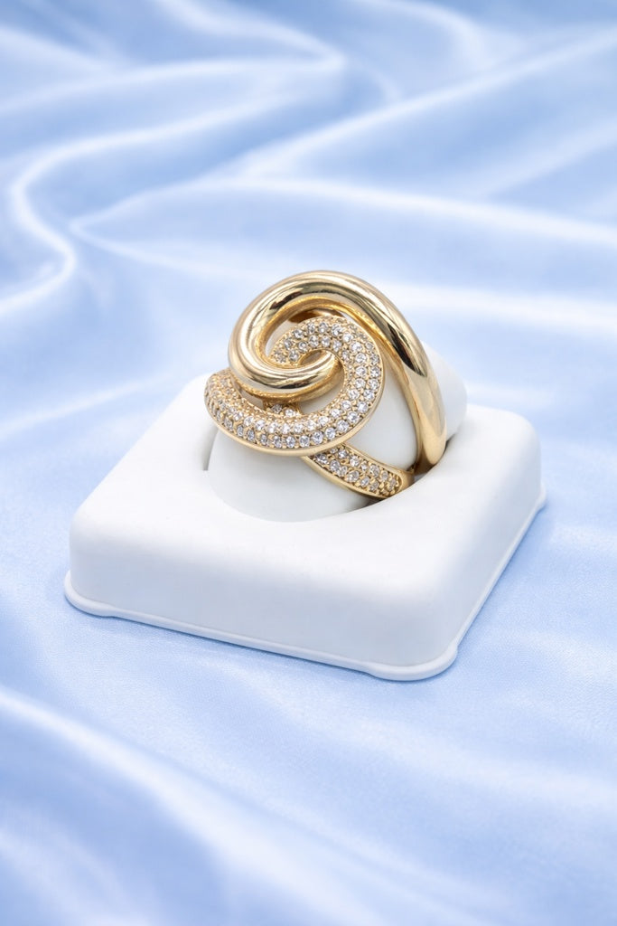 10K MODERN CZ SPIRAL WOMAN'S RING – 8 – JY Jewelry Wholesale