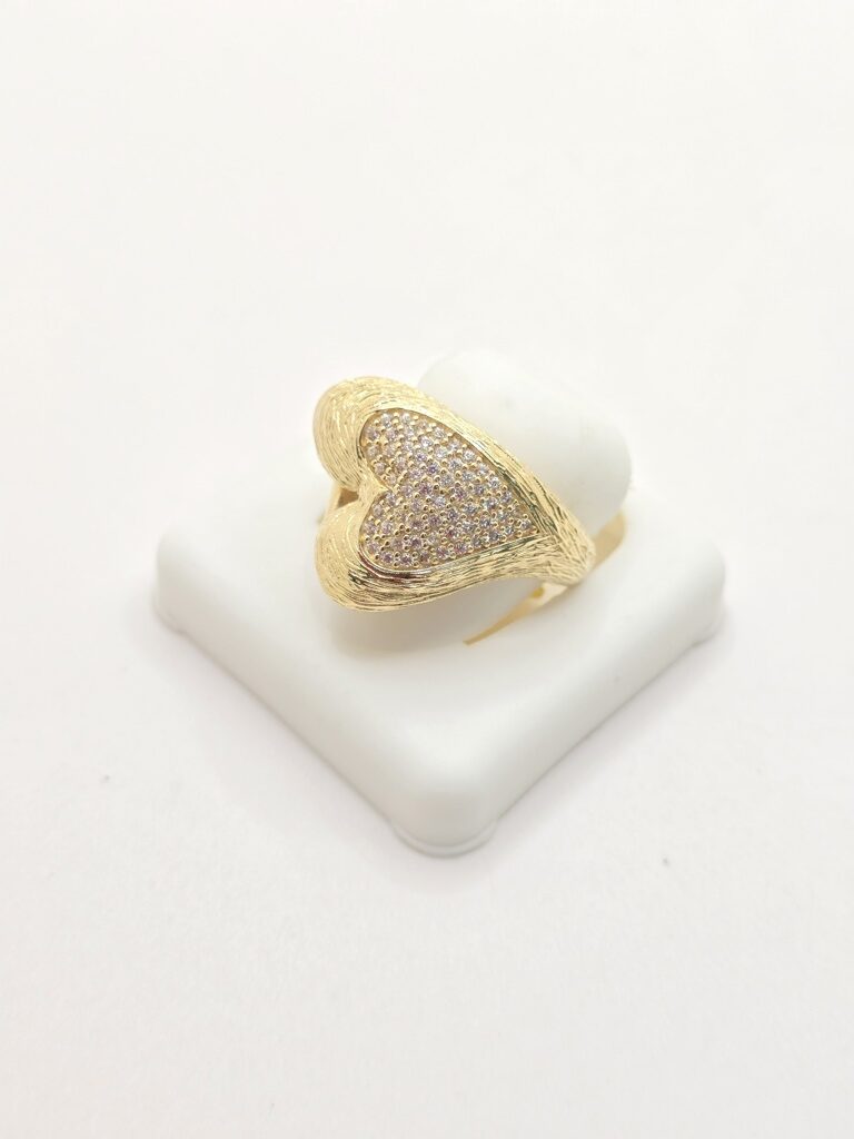 14K MODERN ASYMMETRIC HEART RING WITH ZIRCONIA – 8 – JY Jewelry Wholesale