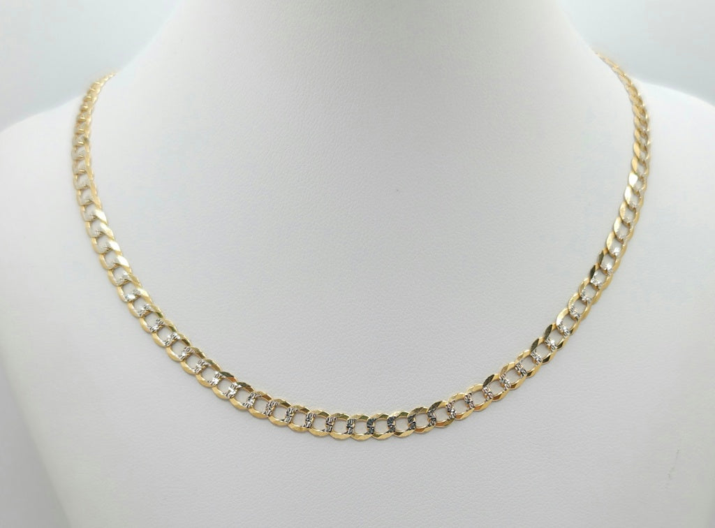 10K TWO TONE CUBAN CURB FLAT CHAIN – 20" 5MM – JY Jewelry Wholesale