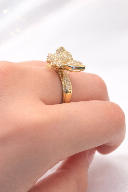 10K BAGUETTE DETAILS BUTTERFLY RING – 7 – JY Jewelry Wholesale