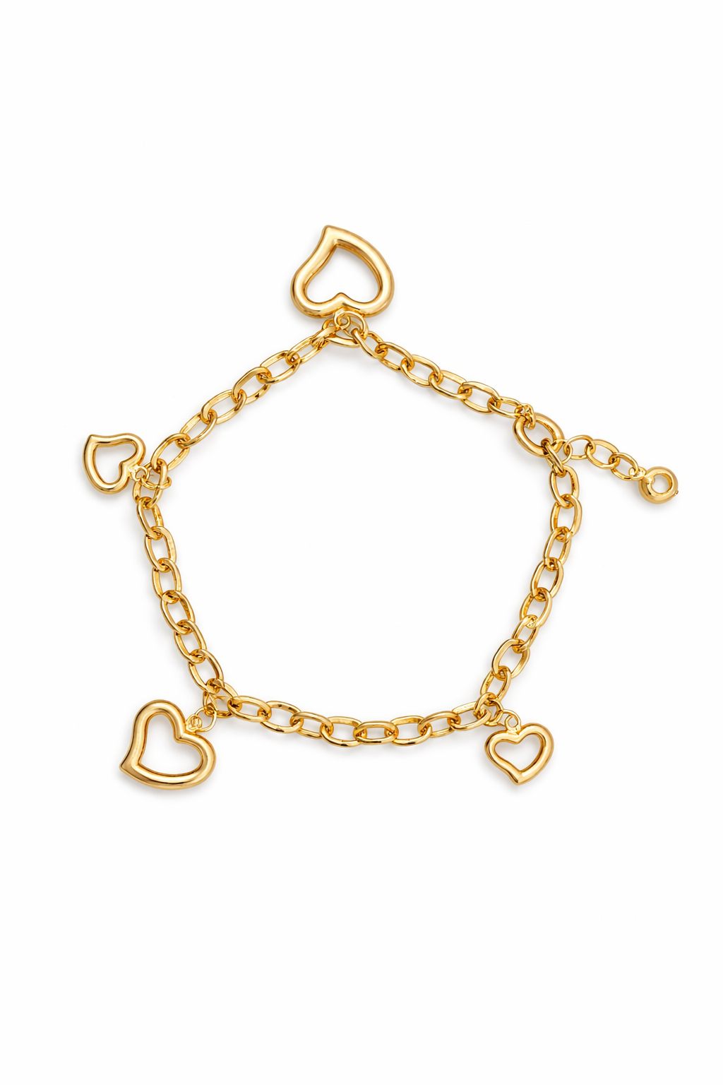 14K HEART PENDANTS ROLO BRACELET – 8.5 – JY Jewelry Wholesale
