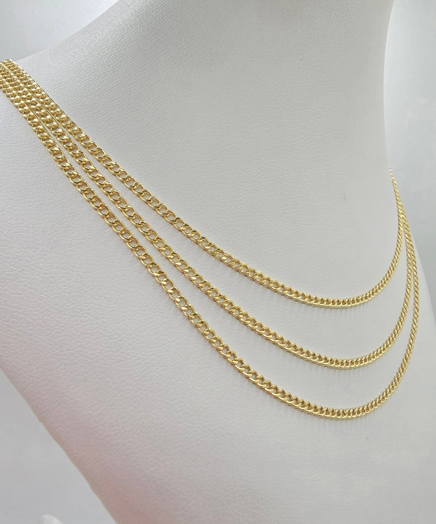 10K HOLLOW CUBAN CURB FLAT CHAIN – 18" 2MM – JY Jewelry Wholesale