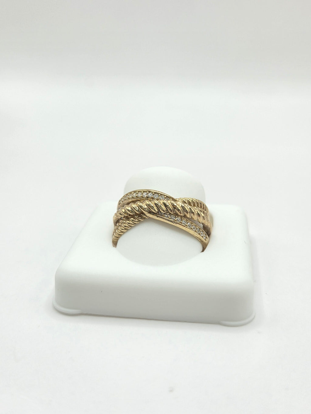 10K BRAIDED ROPE CZ DETAIL RING – 7 – JY Jewelry Wholesale